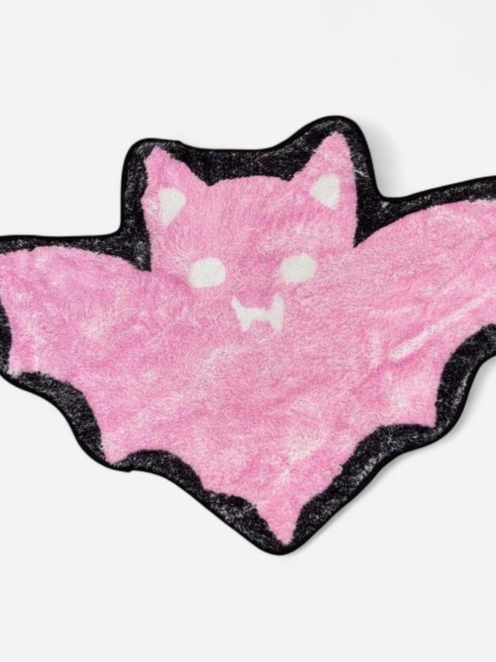 Playful Pink Bat Door Mat with Black Trim
